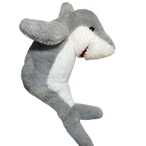 Gray and White Plush Shark With Pocket 24 Inches Long - Picture 1 of 12